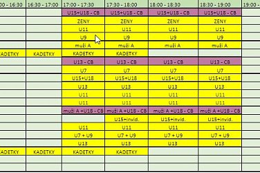 Rozpis letních tréninků