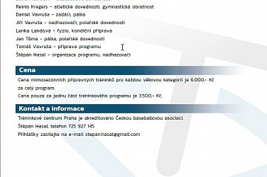 Zimní tréninková příprava v TCP Praha